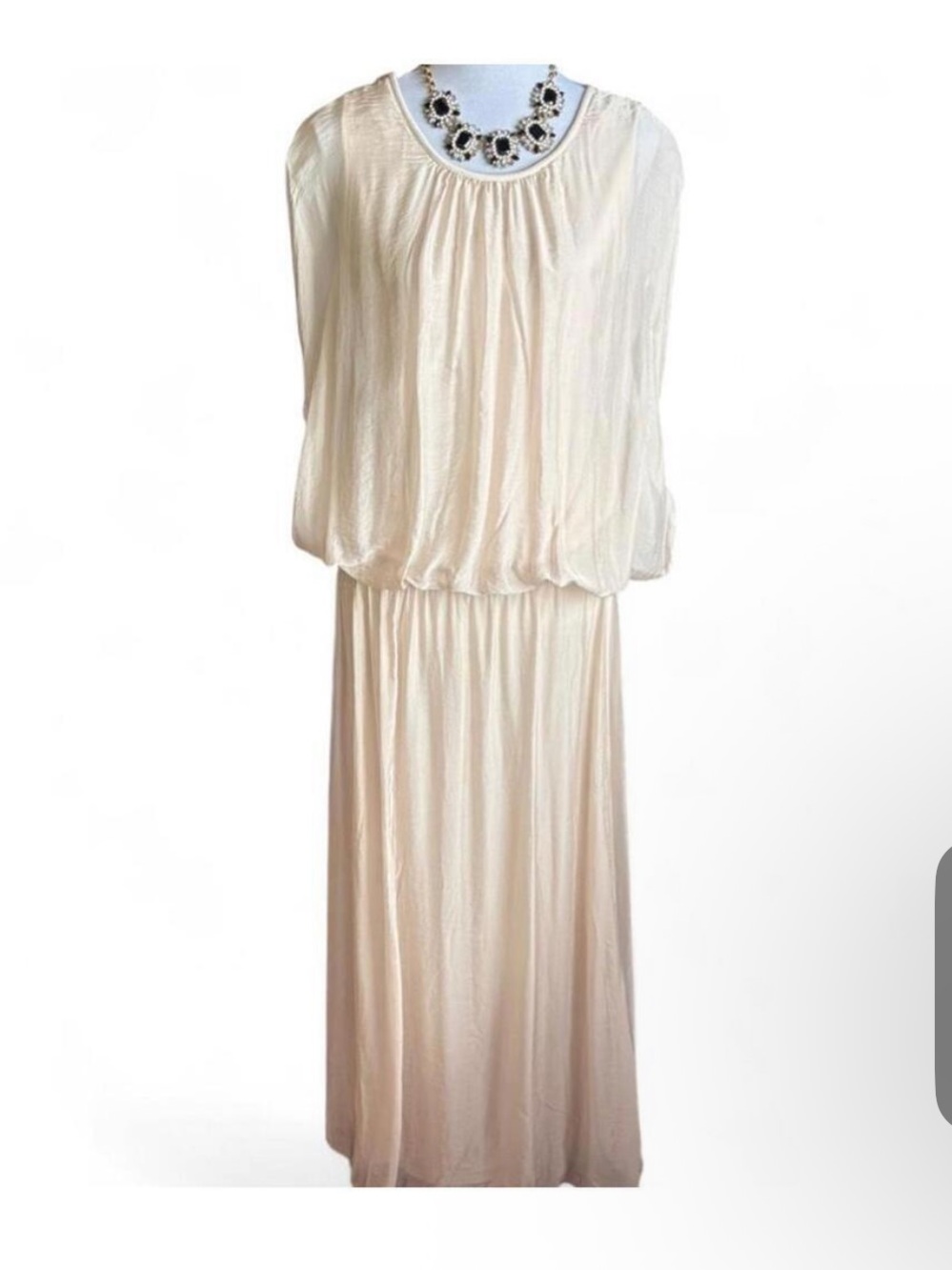 Silk made in Italy Cream 2 piece Blouson dolman kimono top Maxi skirt M maternit